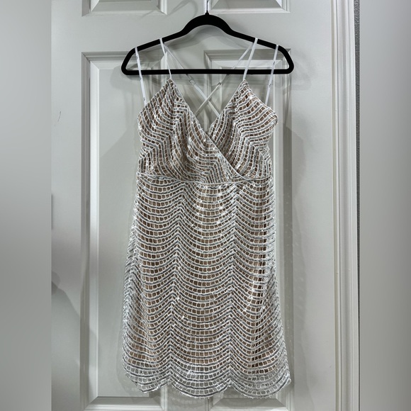 Lulus Lele White and Silver Sequin Mini Dress - Picture 2 of 7